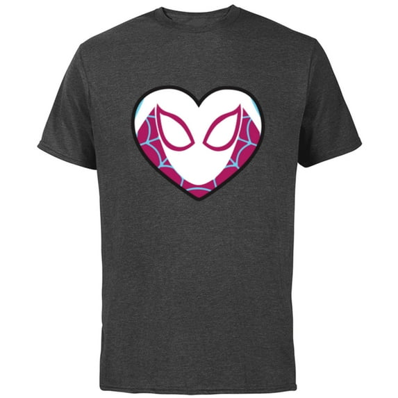 Marvel Spider-Man Ghost Spider Spider-Gwen Heart Mask Logo - Short Sleeve Cotton T-Shirt for Adults - Customized-Charcoal