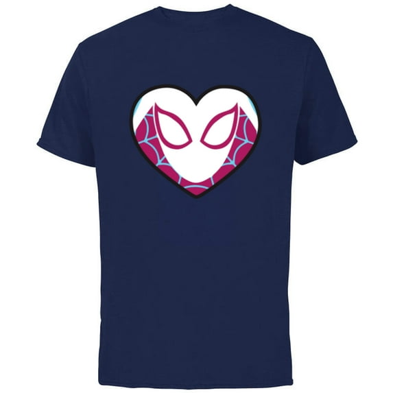 Marvel Spider-Man Ghost Spider Spider-Gwen Heart Mask Logo - Short Sleeve Cotton T-Shirt for Adults - Customized-Navy
