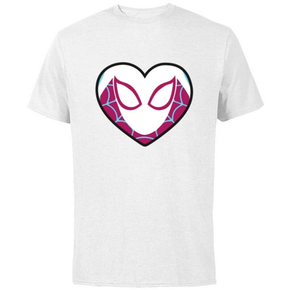 Marvel Spider-Man Ghost Spider Spider-Gwen Heart Mask Logo - Short Sleeve Cotton T-Shirt for Adults - Customized-White