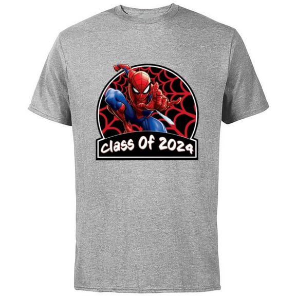 Marvel Spider-Man Graduation Congrats New Grad Class of 2024 - Short Sleeve Cotton T-Shirt for Adults - Customized-Athletic Heather