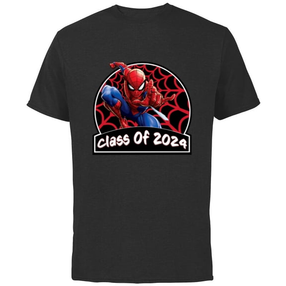 Marvel Spider-Man Graduation Congrats New Grad Class of 2024 - Short Sleeve Cotton T-Shirt for Adults - Customized-Black