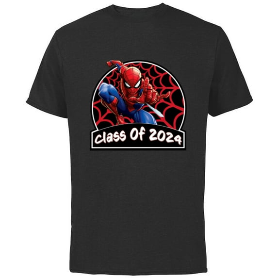 Marvel Spider-Man Graduation Congrats New Grad Class of 2024 - Short Sleeve Cotton T-Shirt for Adults - Customized-Black