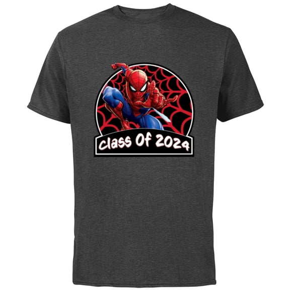 Marvel Spider-Man Graduation Congrats New Grad Class of 2024 - Short Sleeve Cotton T-Shirt for Adults - Customized-Charcoal