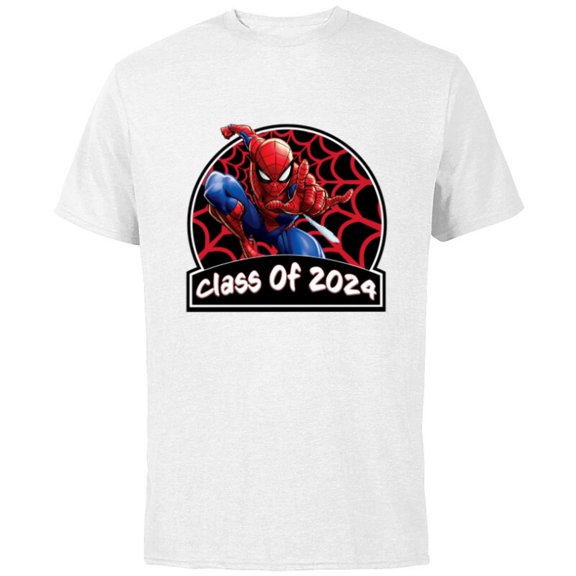 Marvel Spider-Man Graduation Congrats New Grad Class of 2024 - Short Sleeve Cotton T-Shirt for Adults - Customized-White