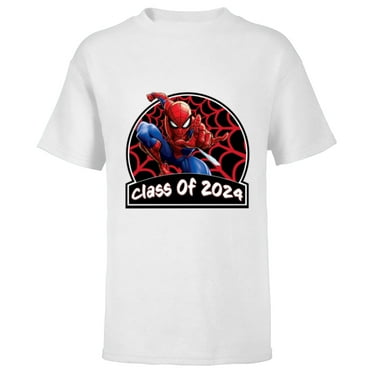 Marvel Spider-Man Graduation Congrats New Grad Class of 2024 - Short Sleeve T-Shirt for Kids - Customized-White
