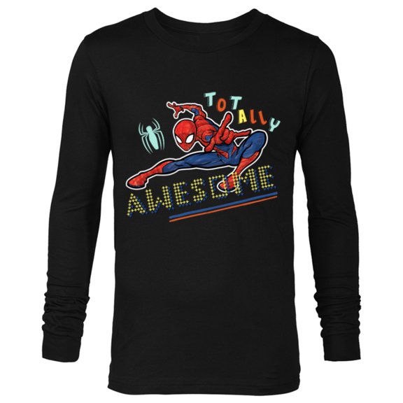 Marvel Spider-Man Graphic Pop Marker Color Totally Awesome - Long Sleeve T-Shirt for Men - Customized-Black