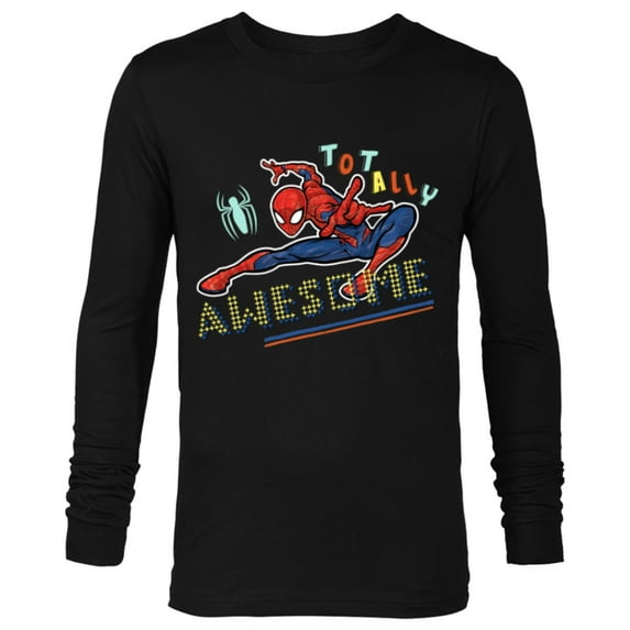 Marvel Spider-Man Graphic Pop Marker Color Totally Awesome - Long Sleeve T-Shirt for Men - Customized-Black