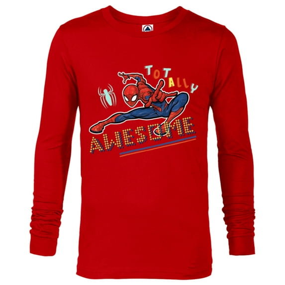 Marvel Spider-Man Graphic Pop Marker Color Totally Awesome - Long Sleeve T-Shirt for Men - Customized-New Red
