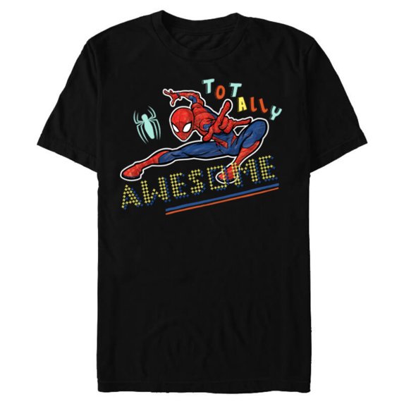Marvel Spider-Man Graphic Pop Marker Color Totally Awesome - Short Sleeve Blended T-Shirt for Adults - Customized-Black