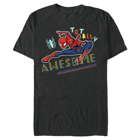 Marvel Spider-Man Graphic Pop Marker Color Totally Awesome - Short Sleeve Blended T-Shirt for Adults - Customized-Dark Heather