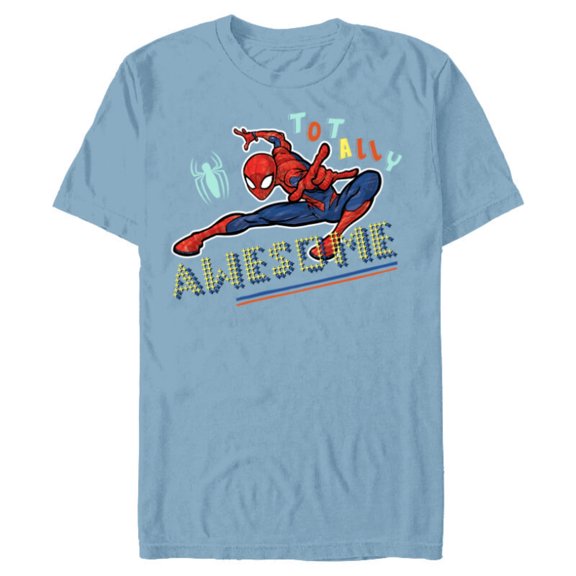 Marvel Spider-Man Graphic Pop Marker Color Totally Awesome - Short Sleeve Blended T-Shirt for Adults - Customized-Ocean Blue