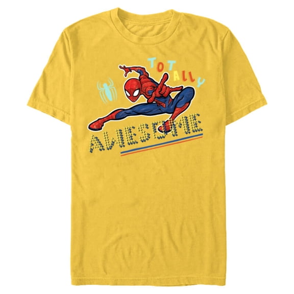 Marvel Spider-Man Graphic Pop Marker Color Totally Awesome - Short Sleeve Blended T-Shirt for Adults - Customized-Yellow