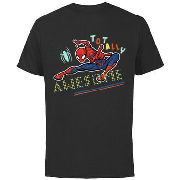Marvel Spider-Man Graphic Pop Marker Color Totally Awesome - Short Sleeve Cotton T-Shirt for Adults - Customized-Black
