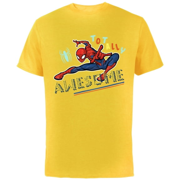 Marvel Spider-Man Graphic Pop Marker Color Totally Awesome - Short Sleeve Cotton T-Shirt for Adults - Customized-Yellow
