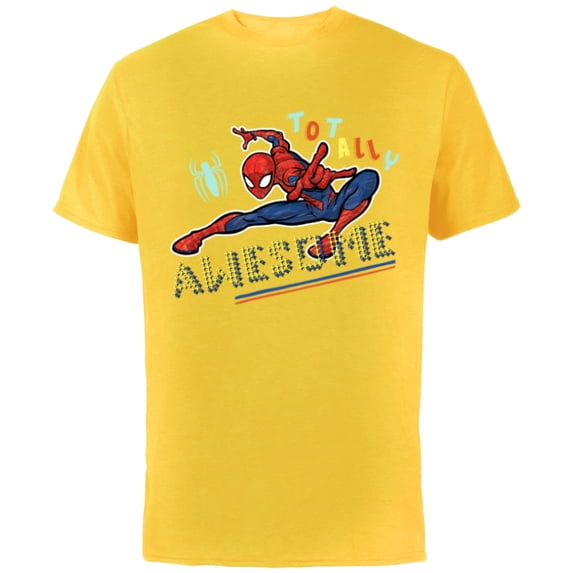 Marvel Spider-Man Graphic Pop Marker Color Totally Awesome - Short Sleeve Cotton T-Shirt for Adults - Customized-Yellow