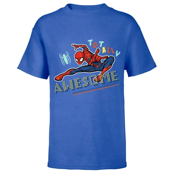 Marvel Spider-Man Graphic Pop Marker Color Totally Awesome - Short Sleeve T-Shirt for Kids - Customized-Royal