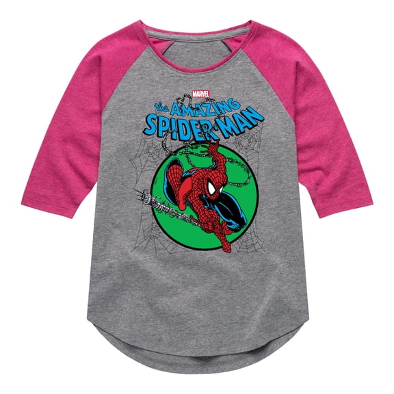 Marvel Spider-Man - Green Circle - Toddler And Youth Girls Shirt Tail Raglan