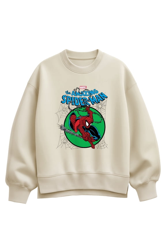 - Spider-Man Green Circle - Women's Oversized Fleece Crew Sweatshirt