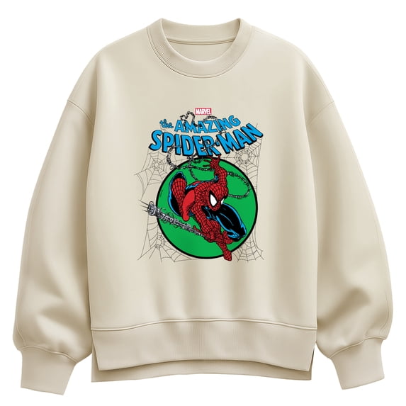 Marvel - Spider-Man Green Circle - Women's Oversized Fleece Crew Sweatshirt