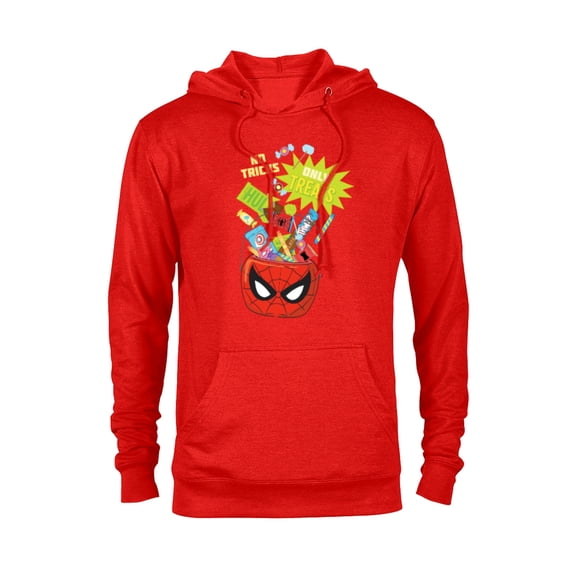 Marvel Spider-Man Halloween Bucket No Tricks Only Treats - Pullover Hoodie for Adults - Customized-Red