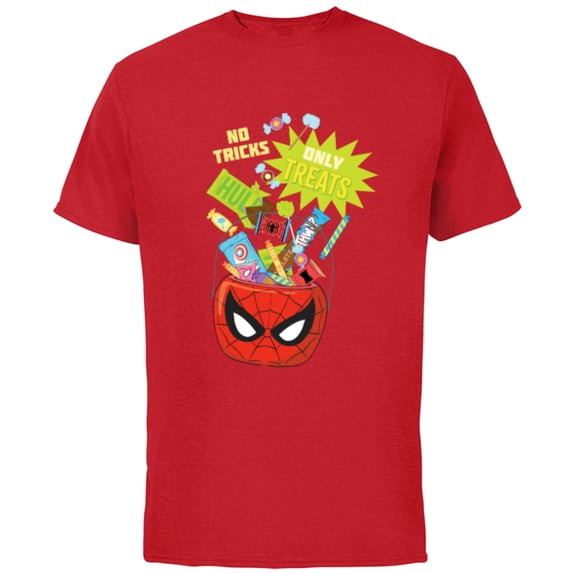 Marvel Spider-Man Halloween Bucket No Tricks Only Treats - Short Sleeve Cotton T-Shirt for Adults - Customized-Red