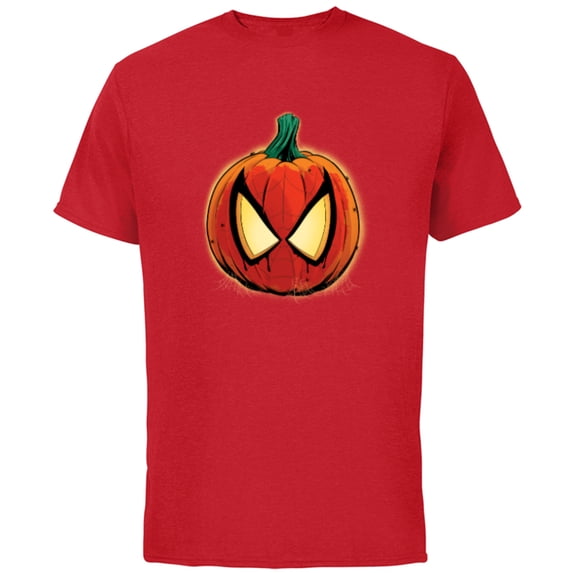 Marvel Spider-Man Halloween Spooky Pumpkin Jack-o’-Lantern - Short Sleeve Cotton T-Shirt for Adults - Customized-Red