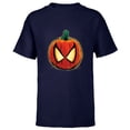 thumbnail image 1 of Marvel Spider-Man Halloween Spooky Pumpkin Jack-o’-Lantern - Short Sleeve T-Shirt for Kids - Customized-Navy, 1 of 5