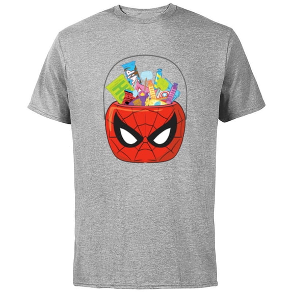 Marvel Spider-Man Halloween Trick or Treat Candy Bucket - Short Sleeve Cotton T-Shirt for Adults - Customized-Athletic Heather