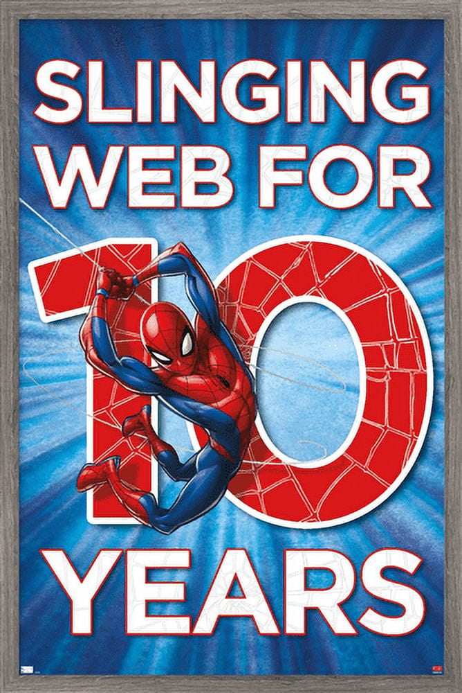 Marvel Spider-Man - Happy 10th Birthday Wall Poster, 22.375" x 34", Framed