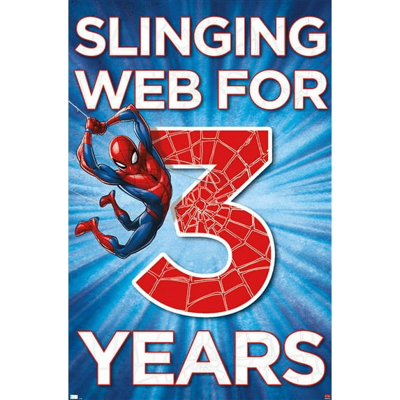Marvel Spider-Man - Happy 3rd Birthday Wall Poster, 22.375" x 34"