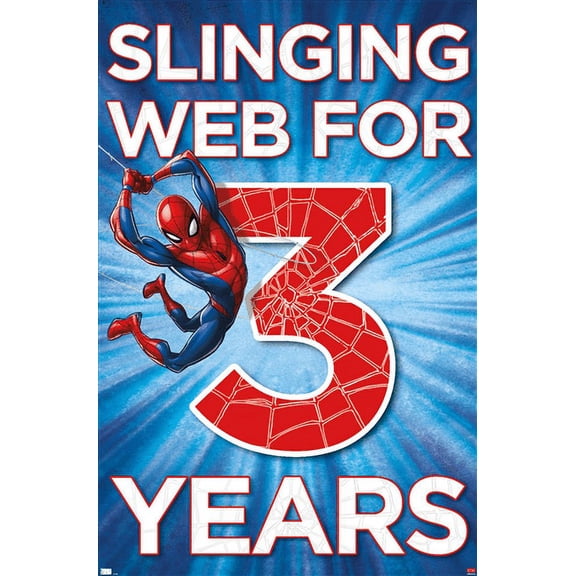 Marvel Spider-Man - Happy 3rd Birthday Wall Poster, 22.375" x 34"
