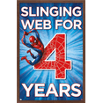 thumbnail image 1 of Marvel Spider-Man - Happy 4th Birthday Wall Poster, 14.725" x 22.375", Framed, 1 of 3