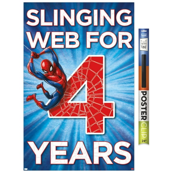 Marvel Spider-Man - Happy 4th Birthday Wall Poster, 22.375" x 34"