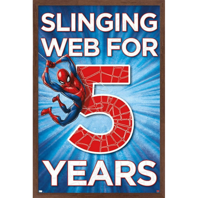 Trends International Marvel's Spider-Man 2 - Group Framed Wall Poster  Prints Mahogany Framed Version 14.725 x 22.375