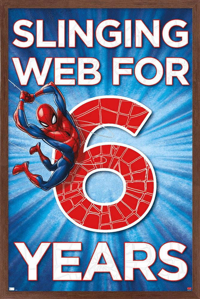 Marvel Spider-Man - Happy 6th Birthday Wall Poster, 14.725" x 22.375", Framed