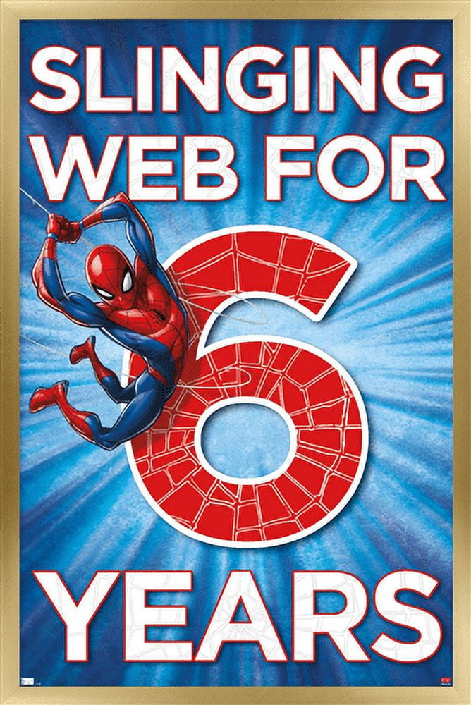 Marvel Spider-Man - Happy 6th Birthday Wall Poster, 14.725" x 22.375", Framed