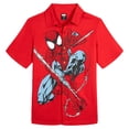 thumbnail image 1 of Marvel Spider-Man Men's Hawaiian Short Sleeve Button Down Shirt Spider Man Crimson, 1 of 4