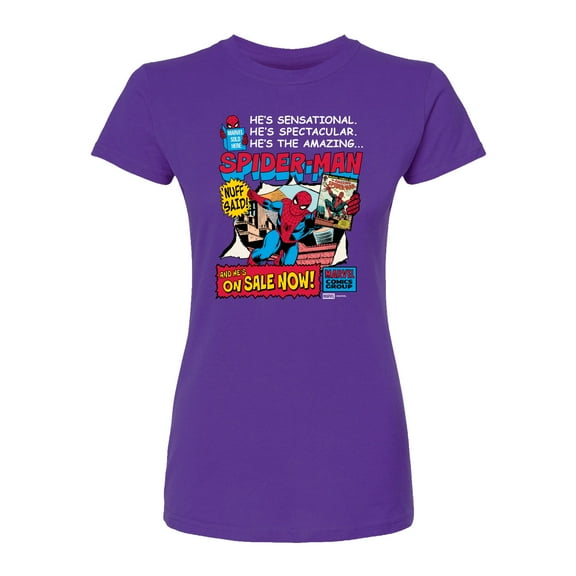 Marvel - Spider-Man He's Sensational Comic - Juniors Fitted Short Sleeve Graphic T-Shirt