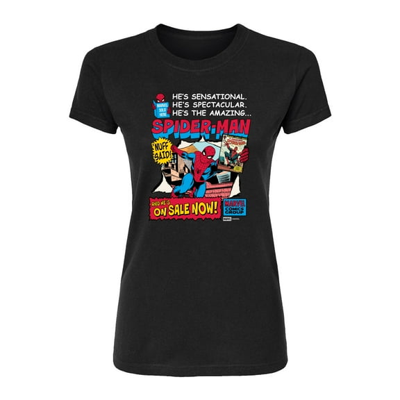 Marvel - Spider-Man He's Sensational Comic - Juniors Fitted Short Sleeve Graphic T-Shirt
