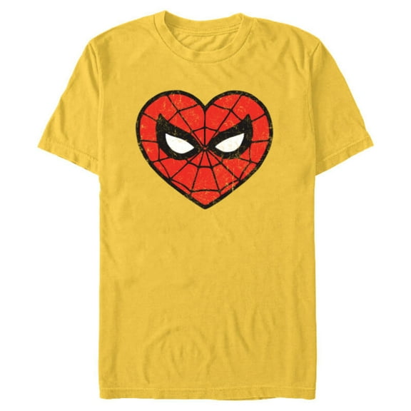 Marvel Spider-Man Heart - Short Sleeve Blended T-Shirt for Adults - Customized-Yellow