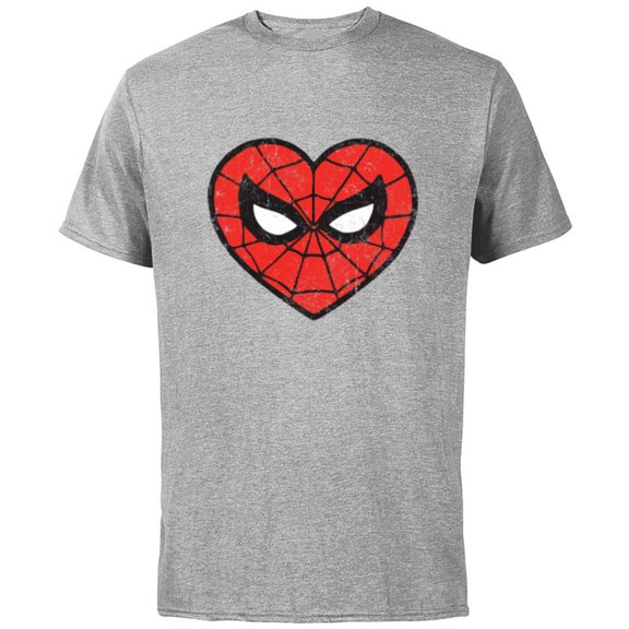 Marvel Spider-Man Heart - Short Sleeve Cotton T-Shirt for Adults - Customized-Athletic Heather