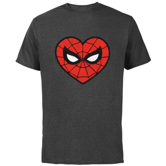 Marvel Spider-Man Heart - Short Sleeve Cotton T-Shirt for Adults - Customized-Charcoal