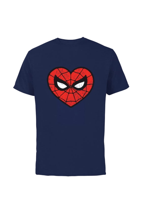 Spider-Man Heart - Short Sleeve Cotton T-Shirt for Adults - Customized-Navy