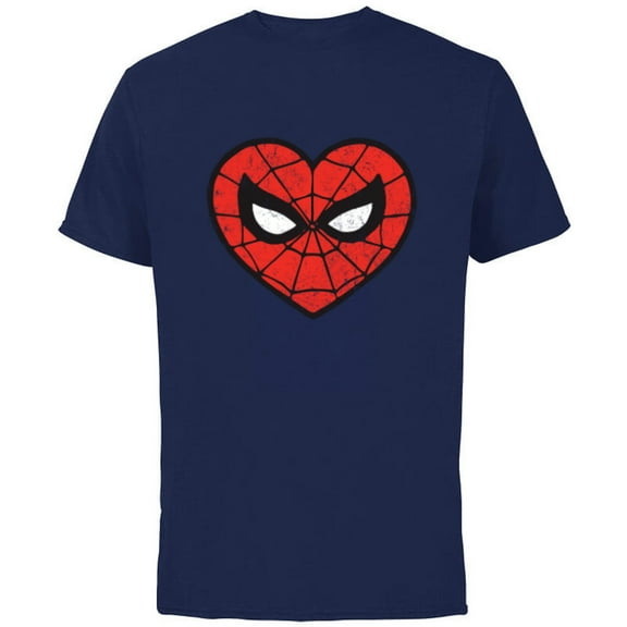 Marvel Spider-Man Heart - Short Sleeve Cotton T-Shirt for Adults - Customized-Navy