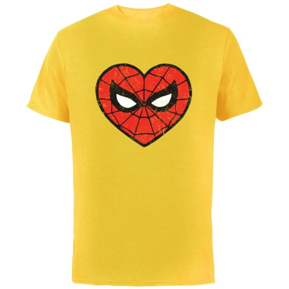 Marvel Spider-Man Heart - Short Sleeve Cotton T-Shirt for Adults - Customized-Yellow