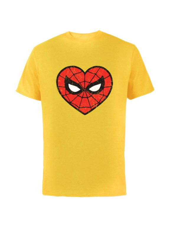 Spider-Man Heart - Short Sleeve Cotton T-Shirt for Adults - Customized-Yellow