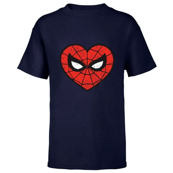 Marvel Spider-Man Heart - Short Sleeve T-Shirt for Kids - Customized-Navy