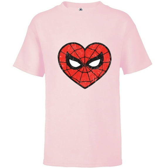 Marvel Spider-Man Heart - Short Sleeve T-Shirt for Kids - Customized-Soft Pink
