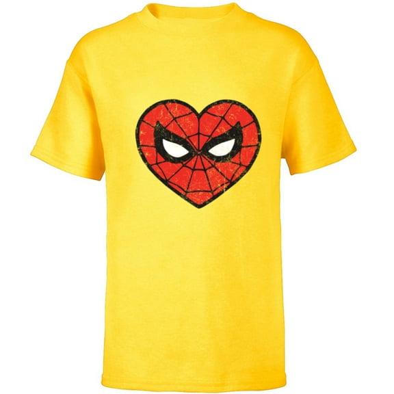 Marvel Spider-Man Heart - Short Sleeve T-Shirt for Kids - Customized-Yellow