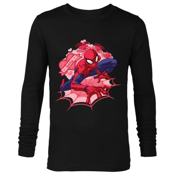 Marvel Spider-Man Hearts Valentine's Day - Long Sleeve T-Shirt for Men - Customized-Black